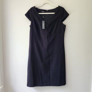 TALBOTS Little Black Dress | 12 | Cap Sleeve Sheath Fitted V Neck Workwear NWT